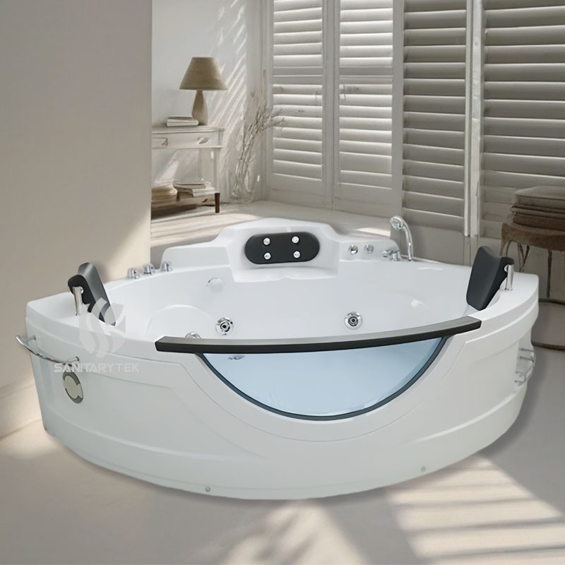 Clear corner whirlpool bathtub 2 person hydro-massage