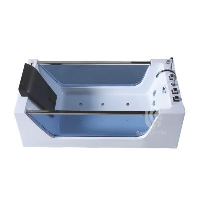 Clear Glass Sides Rectangular Acrylic Whirlpool Bathtub