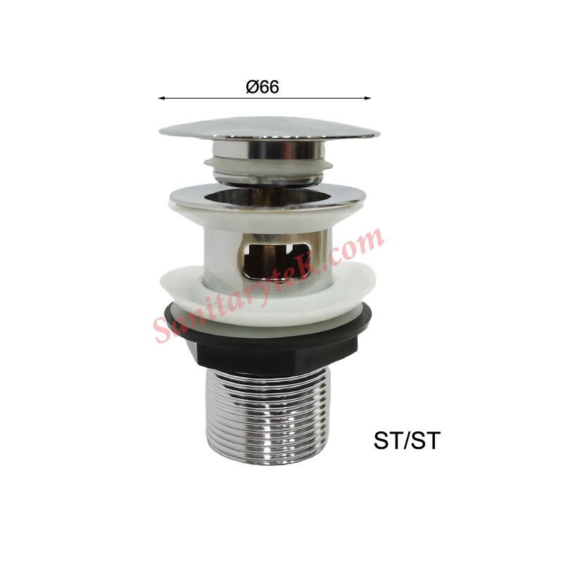 Click clack basin waste for a basin with overflow, stainless steel