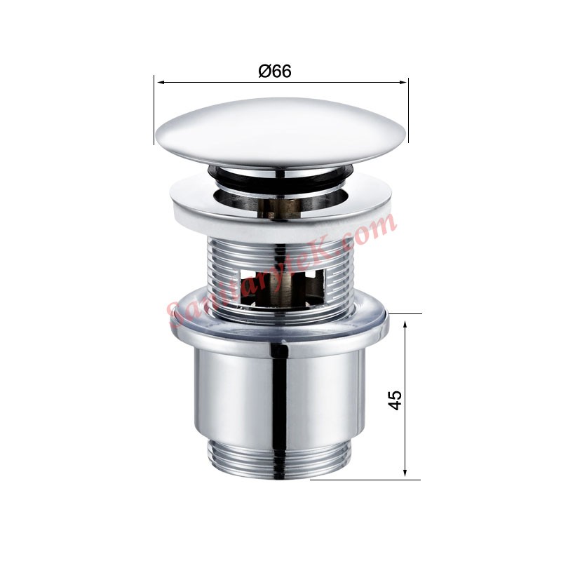 Wash-basin CLICK/CLACK waste, with overflow, big plug