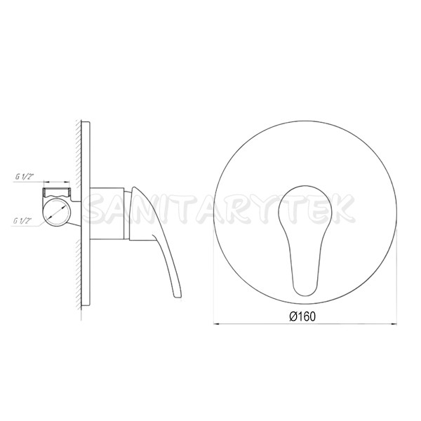 Concealed single lever shower mixer