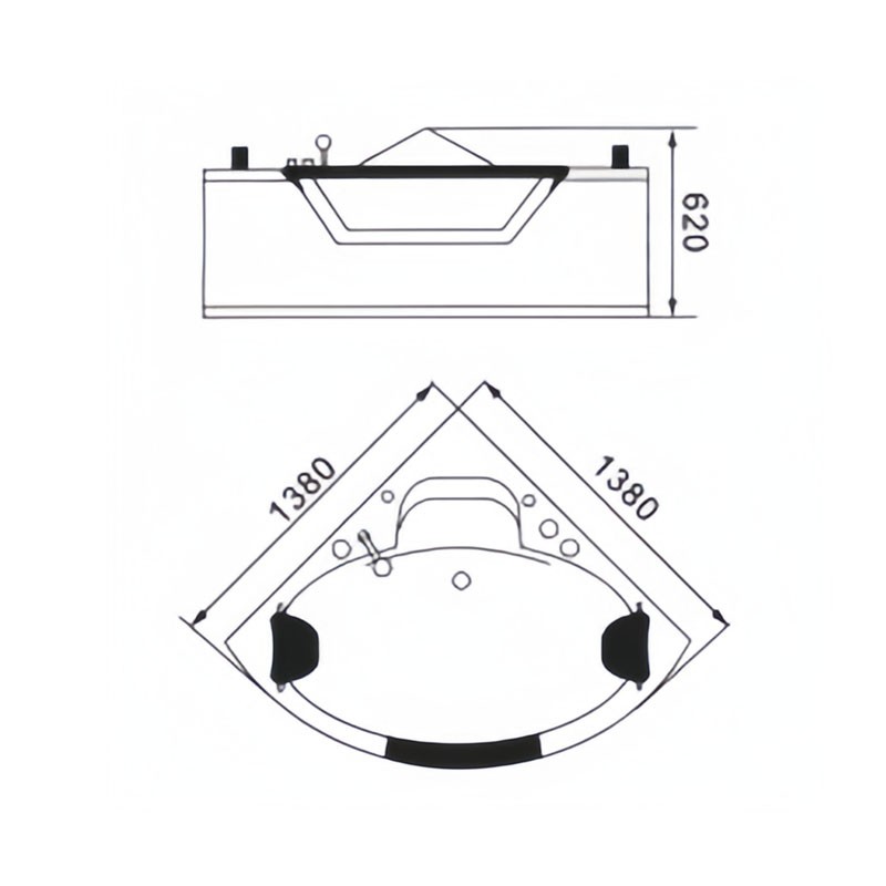 Corner whirlpool bathtub for 2 person - Image 3