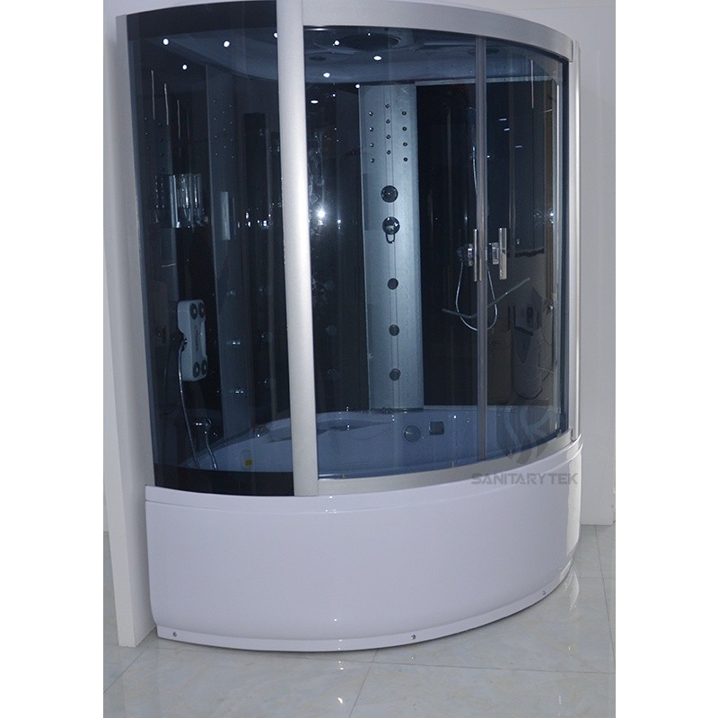 Corner steam shower cabin with tub