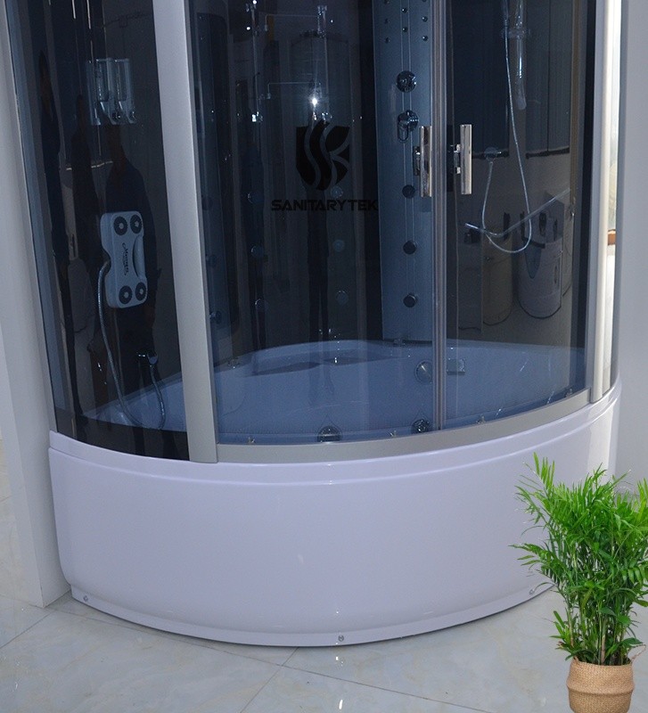 Corner steam shower cabin with tub
