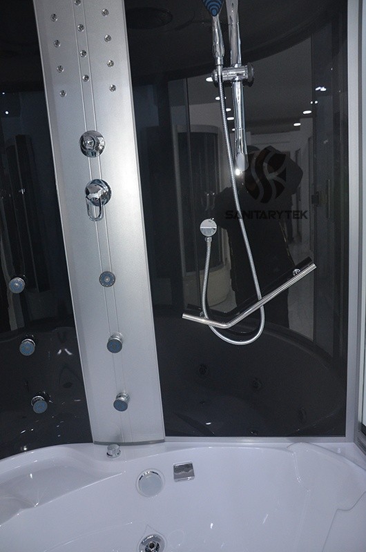 Corner steam shower cabin with tub