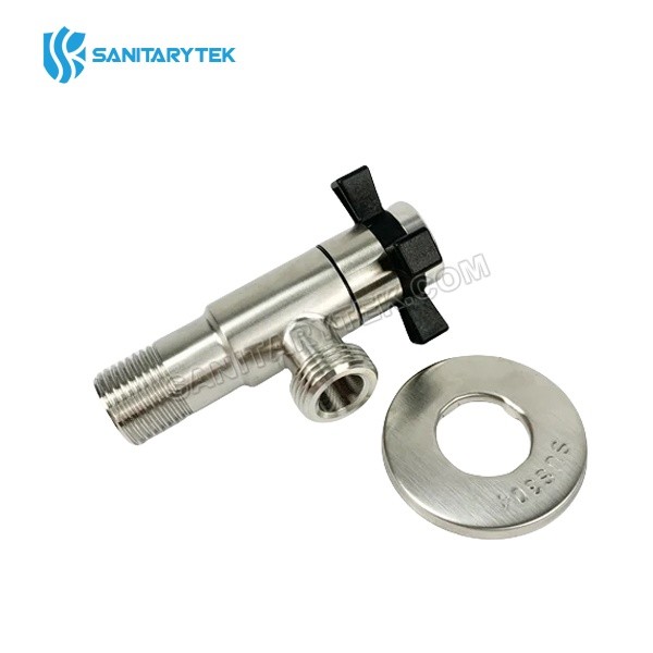 Stainless Steel Angle Valve, Cross Black Wheel - Image 2