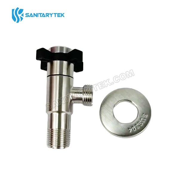 Stainless Steel Angle Valve, Cross Black Wheel - Image 3
