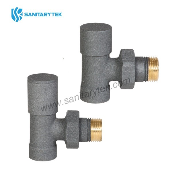 Decorative angle radiator valve set - supply + return