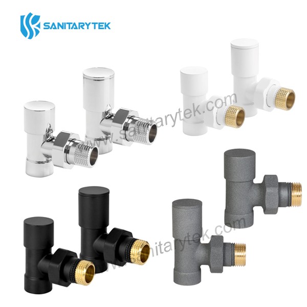 Decorative angle radiator valve set - supply + return
