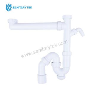 Double American bowl sink with washing machine connector