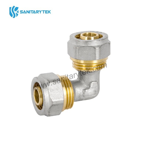 Double elbow fitting for multilayer
