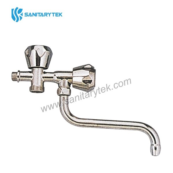 Double outlet valve for washing machine and dishwasher connection