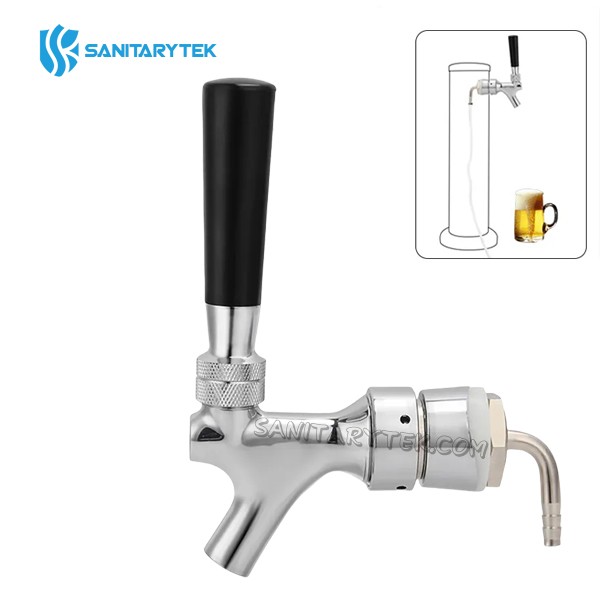 Draft beer tap faucet with beer tower shank assembly