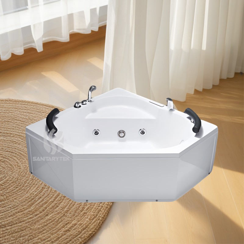 Dual Seater Whirlpool Massage Corner Acrylic Bathtub