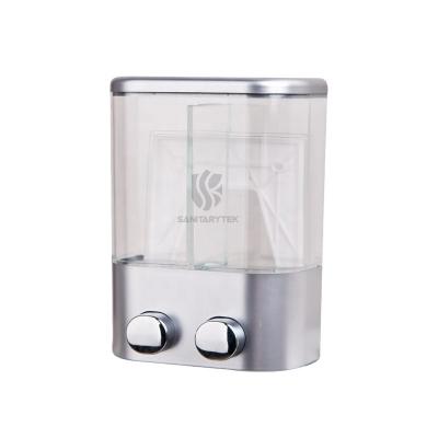 Dual wall mount liquid soap shampoo dispenser, chrome