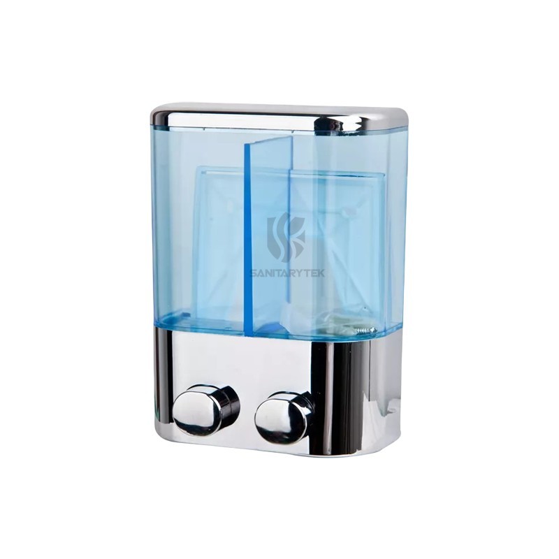 Dual wall mount liquid soap shampoo dispenser, chrome - Image 2