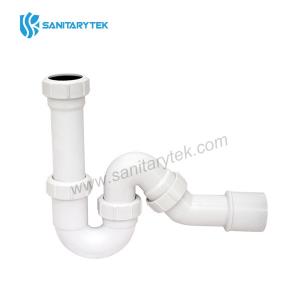 Extensible curved trap with connection for smooth pipe