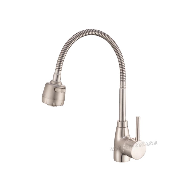 Flexible single handle kitchen sink faucet