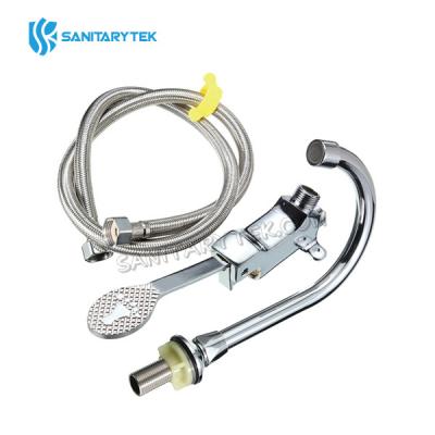 Floor mount single brass pedal valve set