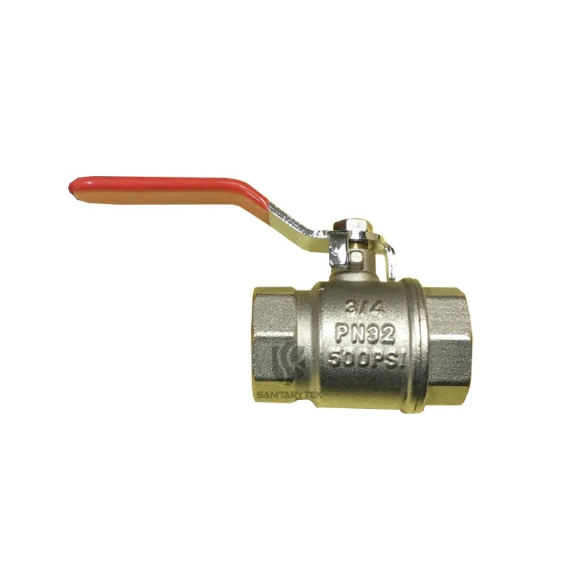 Forged brass ball valve FxF, red flat steel handle