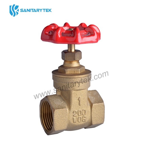 Forged Brass Gate Valve FxF, Red Iron Handle - Image 2
