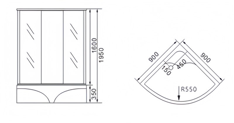Framed shower cabin with tray - Image 3