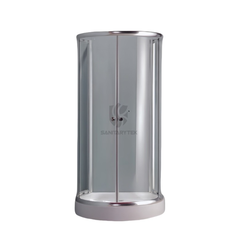 Framed shower cabin with tray