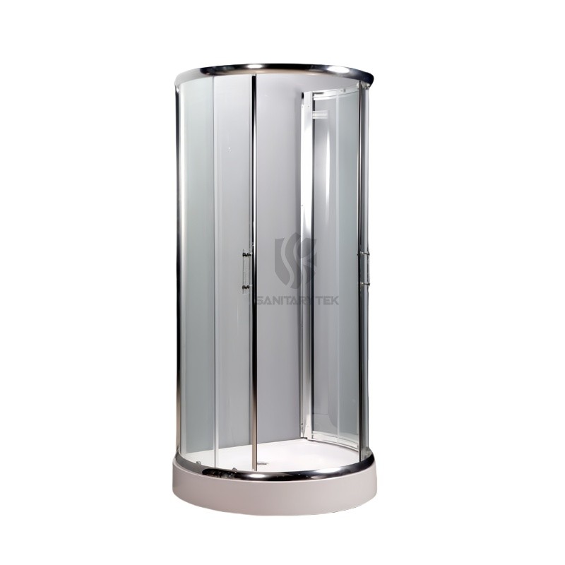 Framed shower cabin with tray