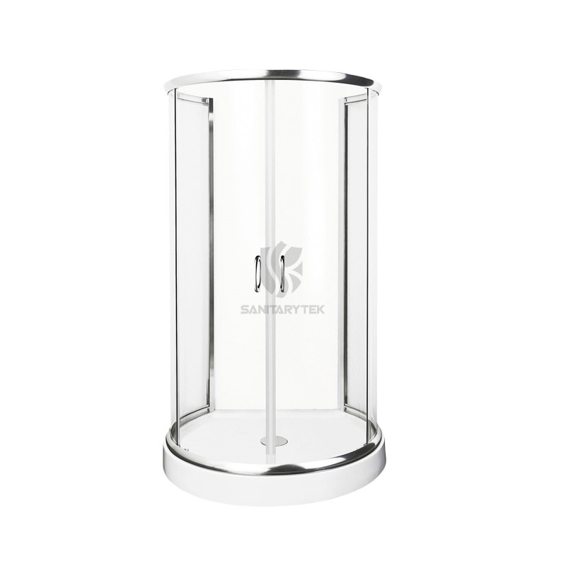 Framed shower cabin with tray