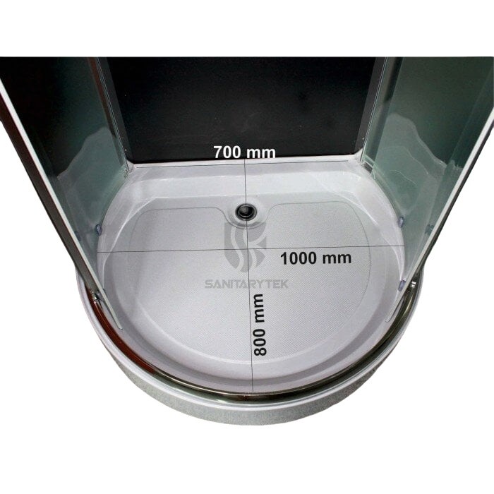 Framed shower cabin with tray