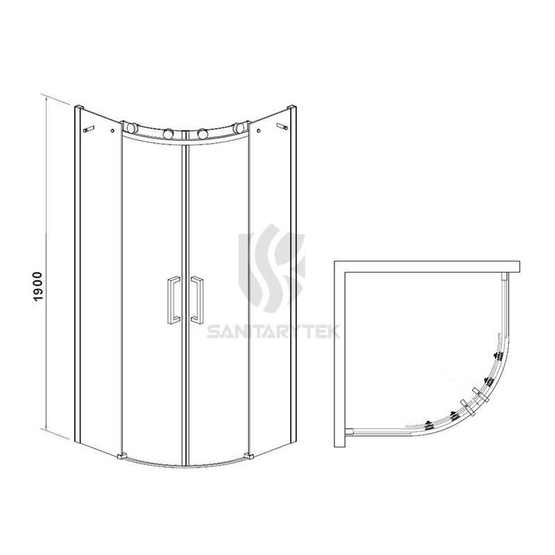 Frameless quadrant shower enclosure with sliding doors - Image 3