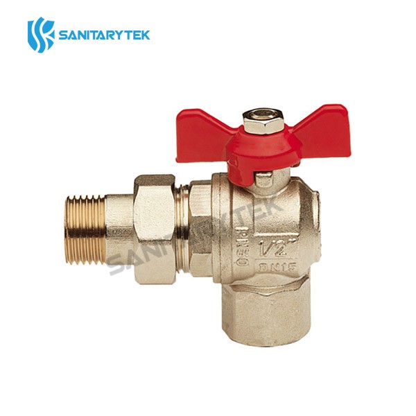 Full bore angle ball valve MF with union pipe and butterfly handle - Image 3