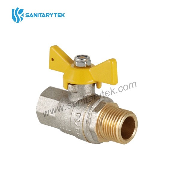 Full bore brass ball valve for gas MF, butterfly handle