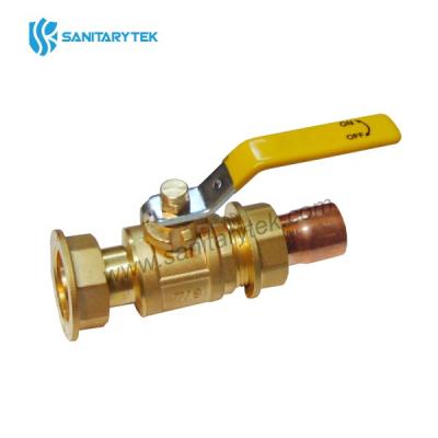 Gas ball valve with yellow steel flat handle