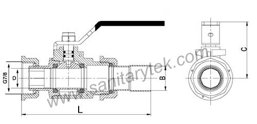 Gas ball valve with yellow steel flat handle - Image 2