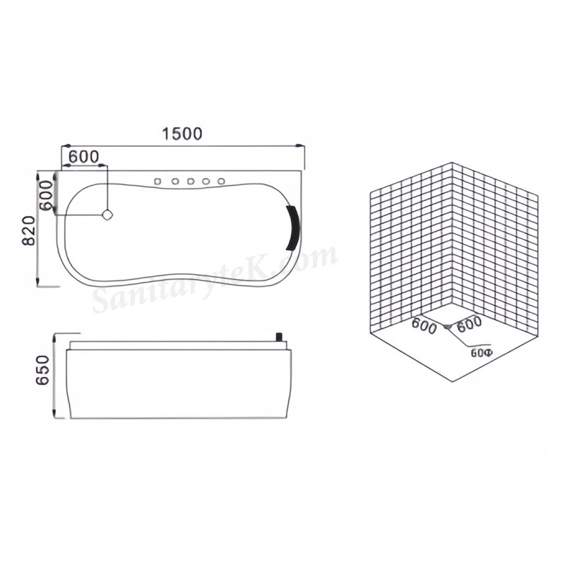 Hydro massage bathtub one person