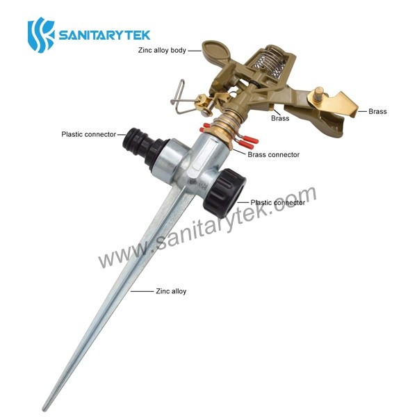 Zinc Impulse Sprinkler with 2-Way Zinc Spike