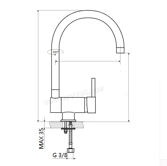 Kitchen faucet with 360° swivel U-spout, chrome - Image 3