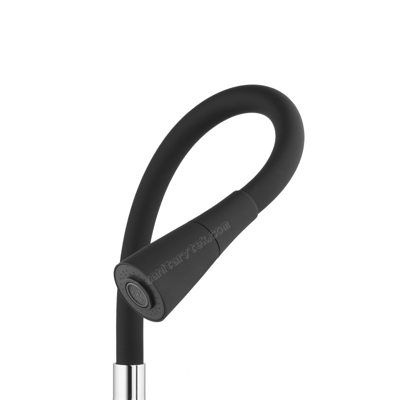 Kitchen mixer with flexible spout, black