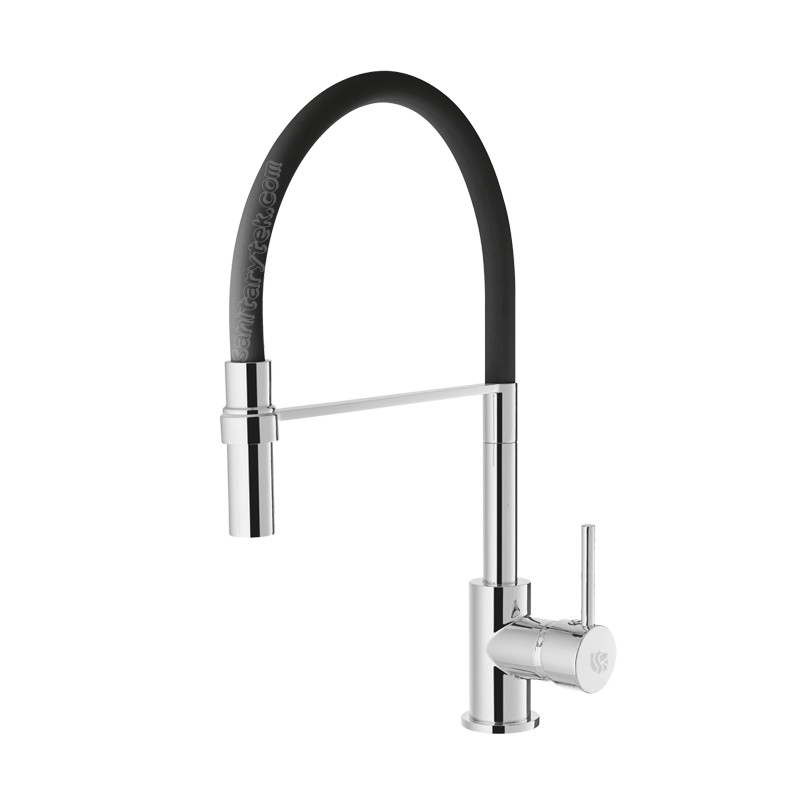 Kitchen sink mixer with swivel high spout
