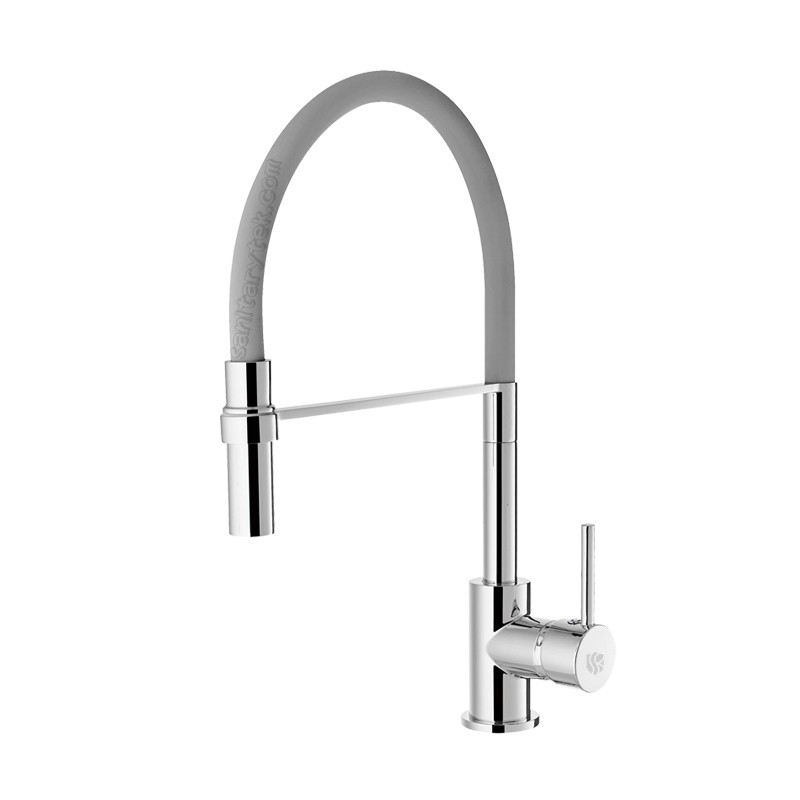 Kitchen sink mixer with swivel high spout
