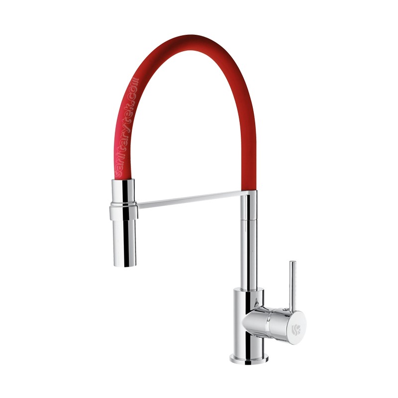 Kitchen sink mixer with swivel high spout