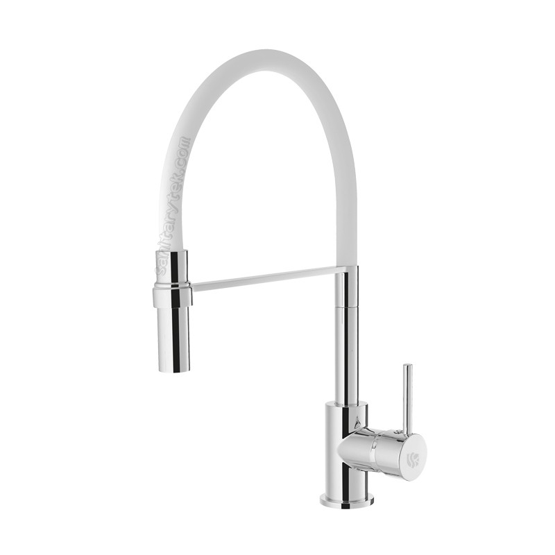 Kitchen sink mixer with swivel high spout