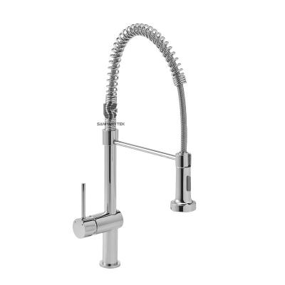 Kitchen sink mixer with pull down spray