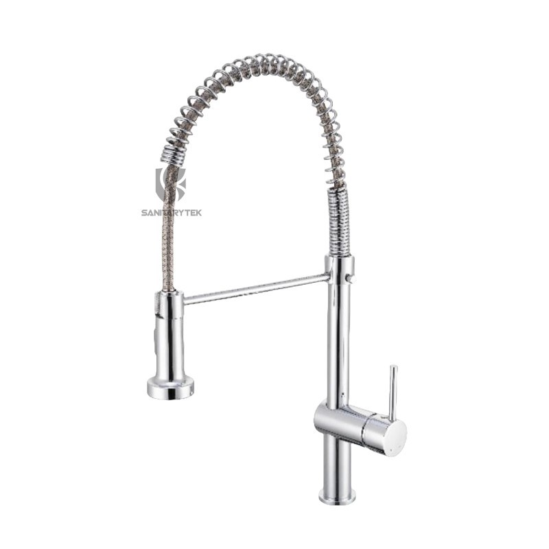 Kitchen sink mixer with pull down spray