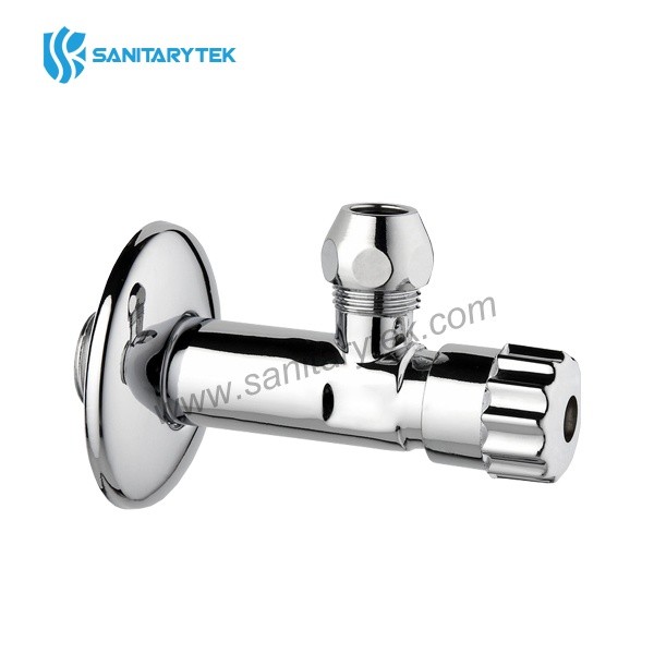 Long angle valve with short nut, chrome plated