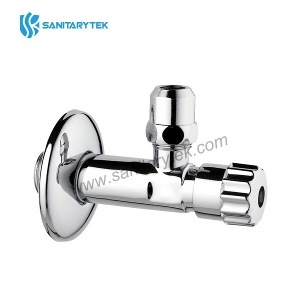 Long angle valve with short nut, chrome plated