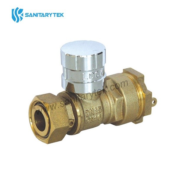 Magnetic straight lockable ball valve for HDPE pipe with swivel nut