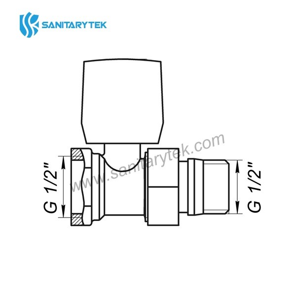 Manual straight radiator valve brass, auto seal tail piece