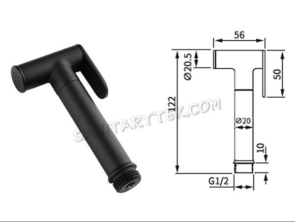 Matte black hand bidet sprayer, self cleaning brass shattaf